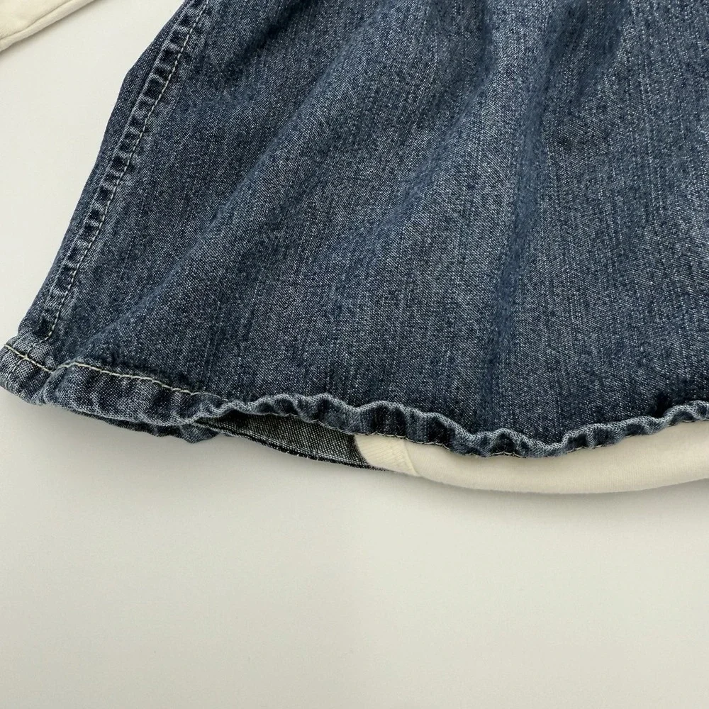 OshKosh Vestbak Denim Overall Dress Embroidered Sz 9 M Floral w/ Bodysuit‎